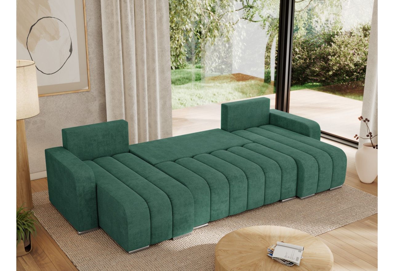 Narożnik KIRASSO U - uniwersalny - ciemnozielony, struktura