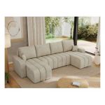 Narożnik KIRASSO U - uniwersalny - beżowy, welwet