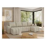 Narożnik KIRASSO U - uniwersalny - beżowy, welwet