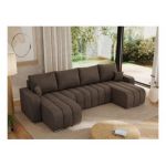 Narożnik KIRASSO U - uniwersalny - brązowy, welwet