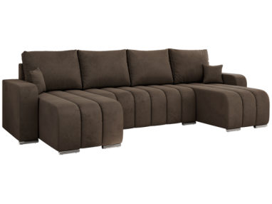 Narożnik KIRASSO U - uniwersalny - brązowy, welwet