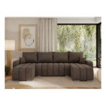 Narożnik KIRASSO U - uniwersalny - brązowy, welwet