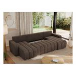 Narożnik KIRASSO U - uniwersalny - brązowy, welwet