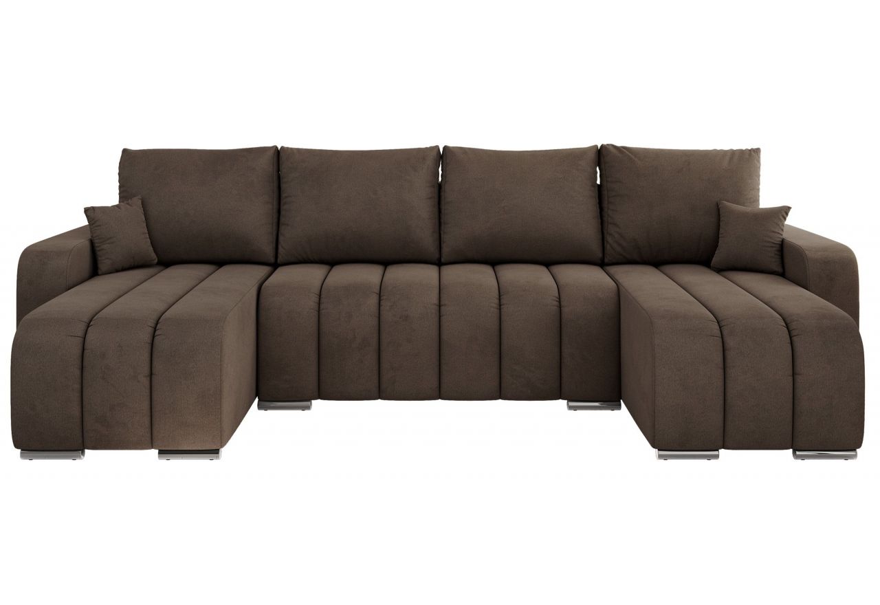 Narożnik KIRASSO U - uniwersalny - brązowy, welwet