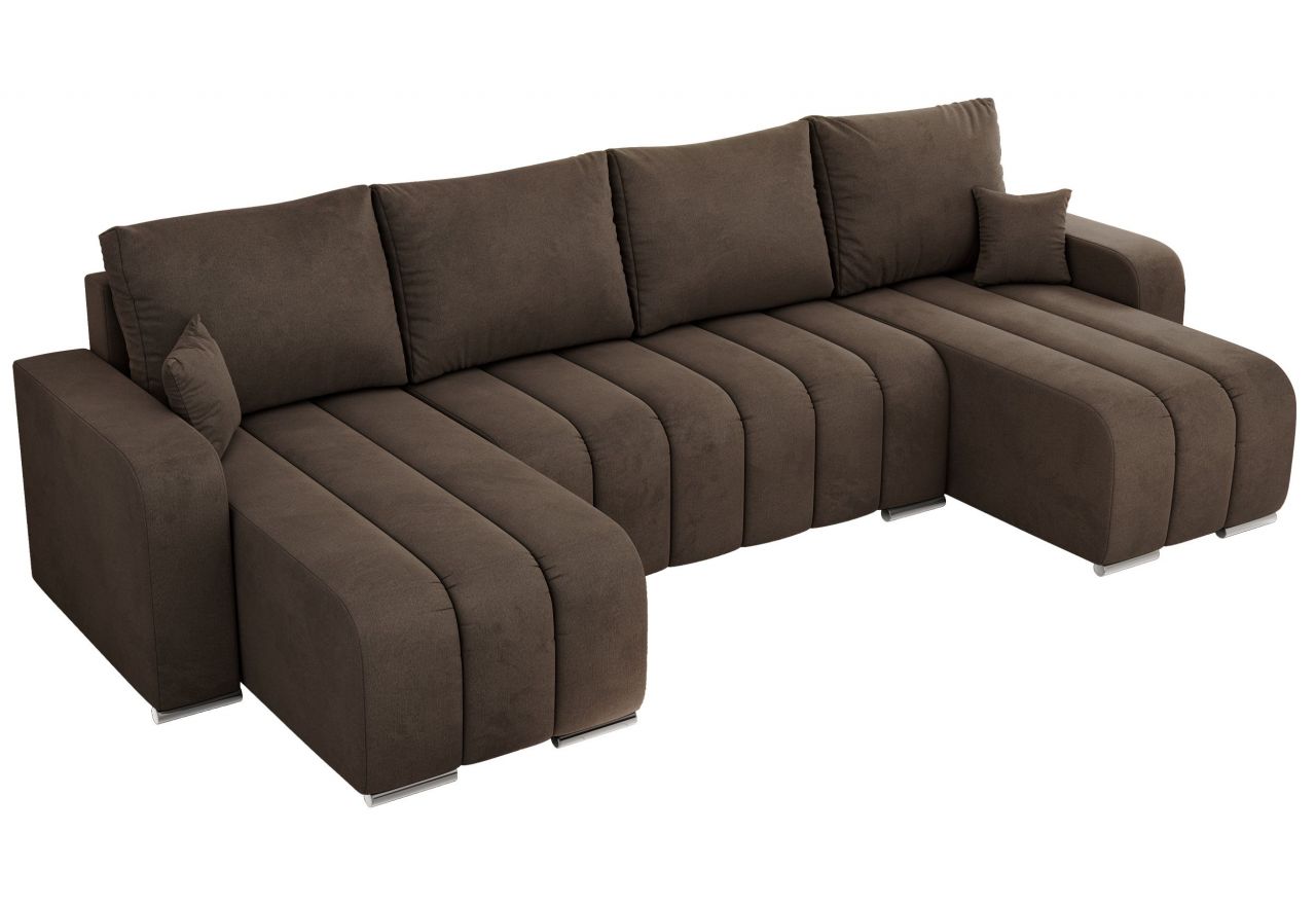 Narożnik KIRASSO U - uniwersalny - brązowy, welwet