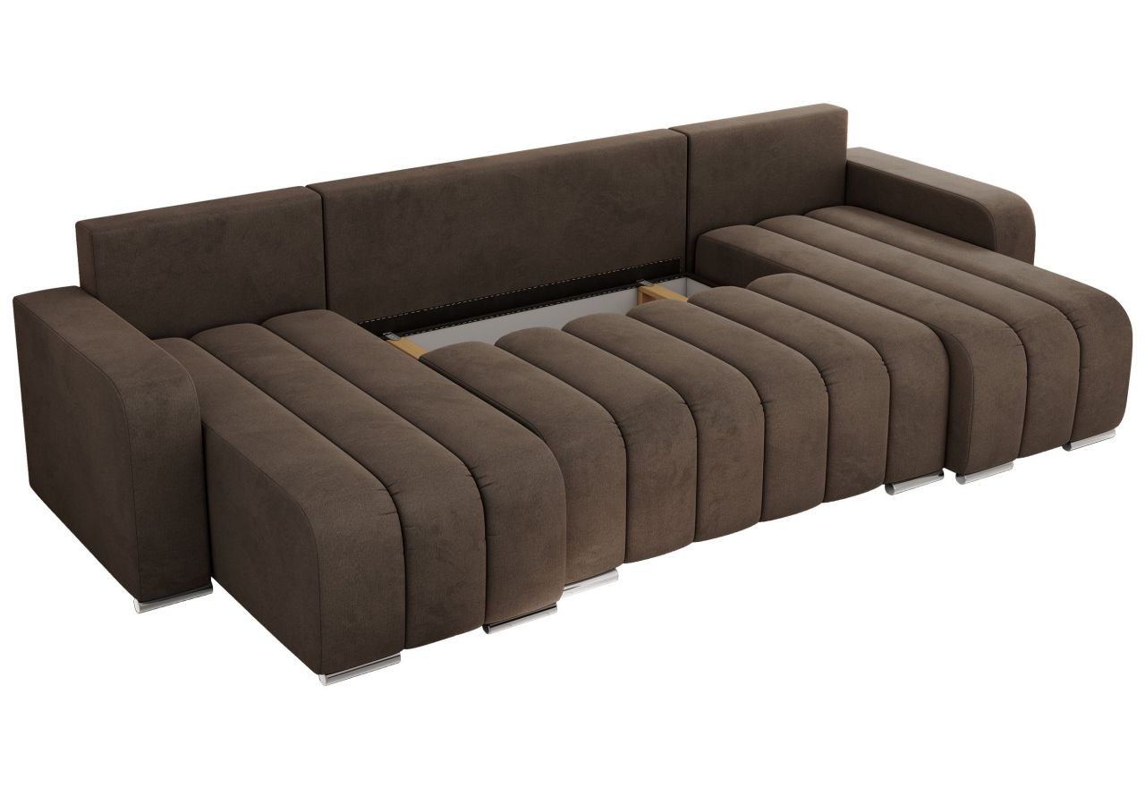 Narożnik KIRASSO U - uniwersalny - brązowy, welwet