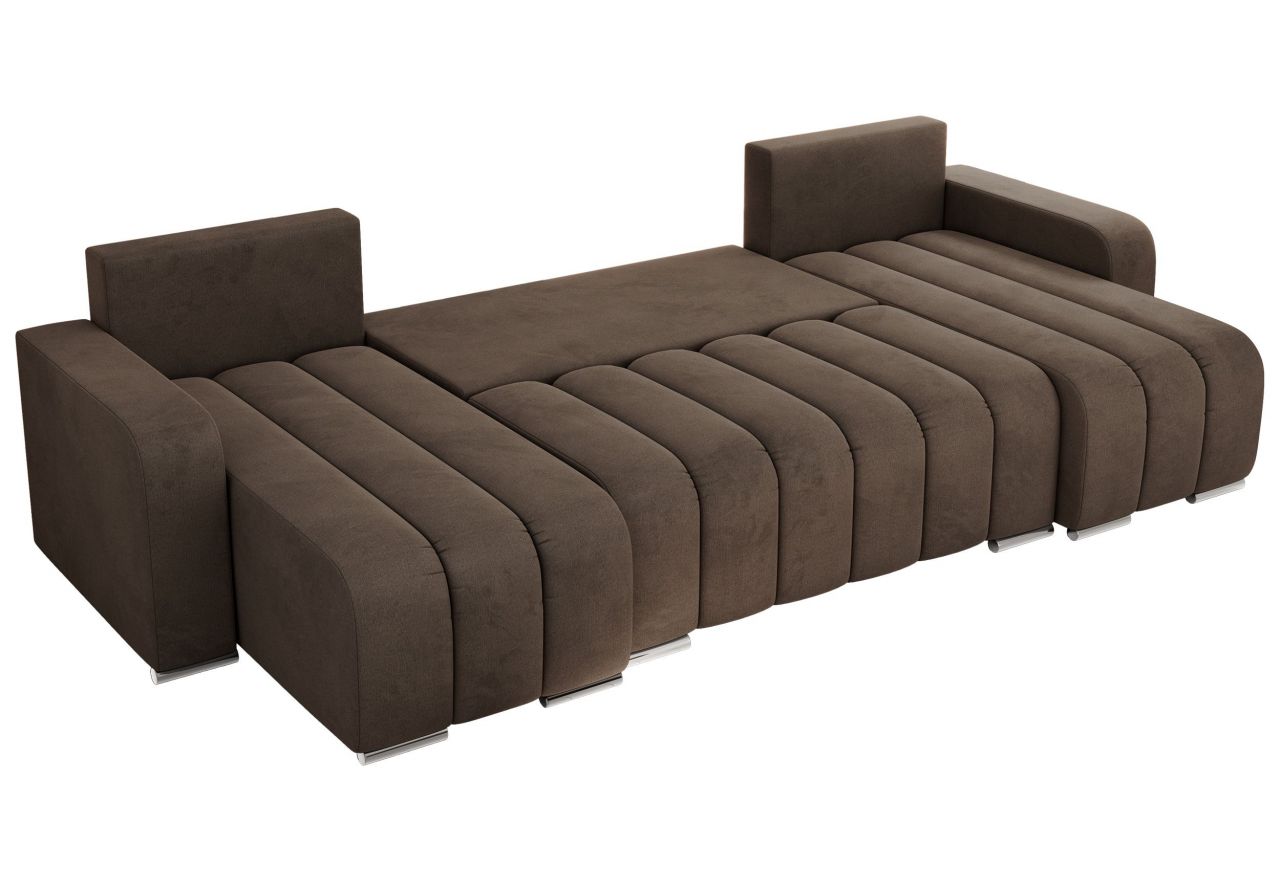 Narożnik KIRASSO U - uniwersalny - brązowy, welwet