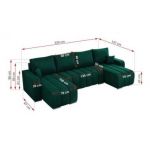 Narożnik KIRASSO U - uniwersalny - ciemnozielony, welwet