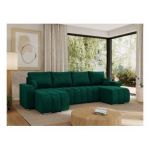 Narożnik KIRASSO U - uniwersalny - ciemnozielony, welwet