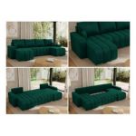 Narożnik KIRASSO U - uniwersalny - ciemnozielony, welwet