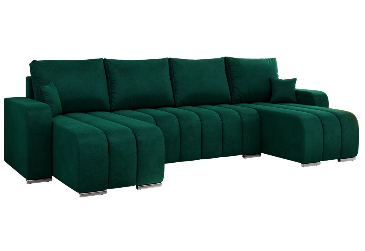 Narożnik KIRASSO U - uniwersalny - ciemnozielony, welwet