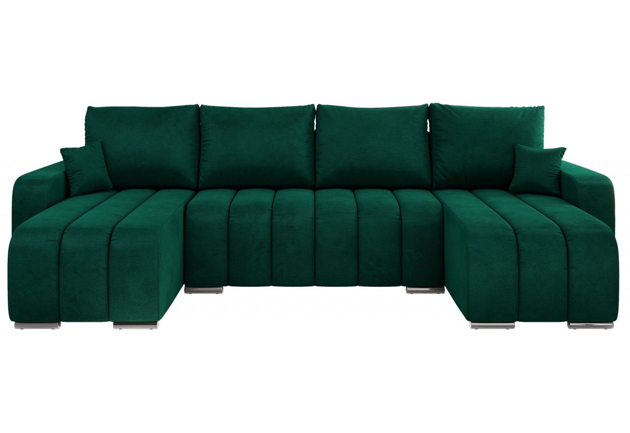 Narożnik KIRASSO U - uniwersalny - ciemnozielony, welwet