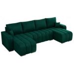 Narożnik KIRASSO U - uniwersalny - ciemnozielony, welwet
