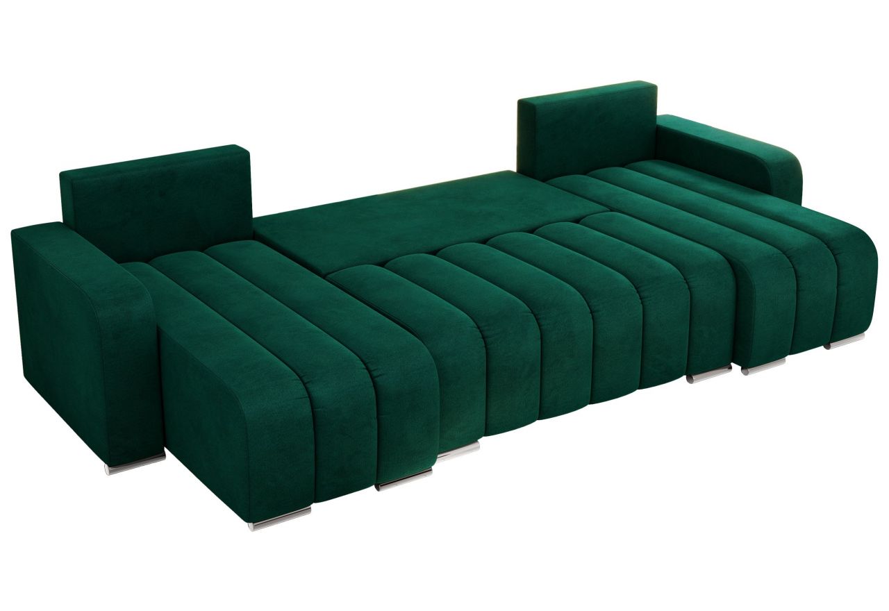 Narożnik KIRASSO U - uniwersalny - ciemnozielony, welwet