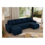 Narożnik KIRASSO U - uniwersalny - ciemnoniebieski, welwet