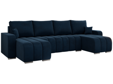 Narożnik KIRASSO U - uniwersalny - ciemnoniebieski, welwet