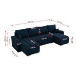 Narożnik KIRASSO U - uniwersalny - ciemnoniebieski, welwet