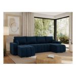 Narożnik KIRASSO U - uniwersalny - ciemnoniebieski, welwet