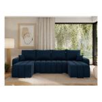 Narożnik KIRASSO U - uniwersalny - ciemnoniebieski, welwet