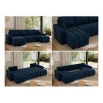 Narożnik KIRASSO U - uniwersalny - ciemnoniebieski, welwet