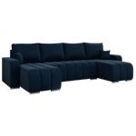 Narożnik KIRASSO U - uniwersalny - ciemnoniebieski, welwet
