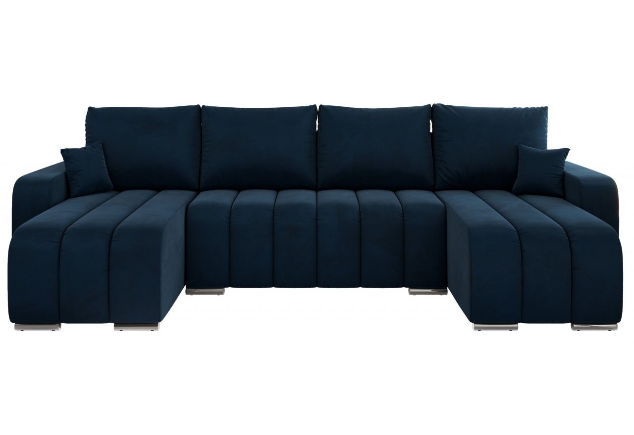 Narożnik KIRASSO U - uniwersalny - ciemnoniebieski, welwet
