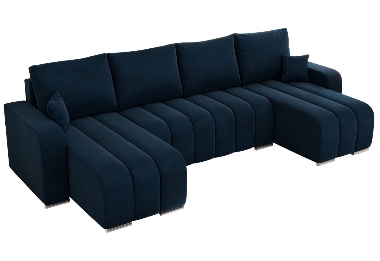 Narożnik KIRASSO U - uniwersalny - ciemnoniebieski, welwet