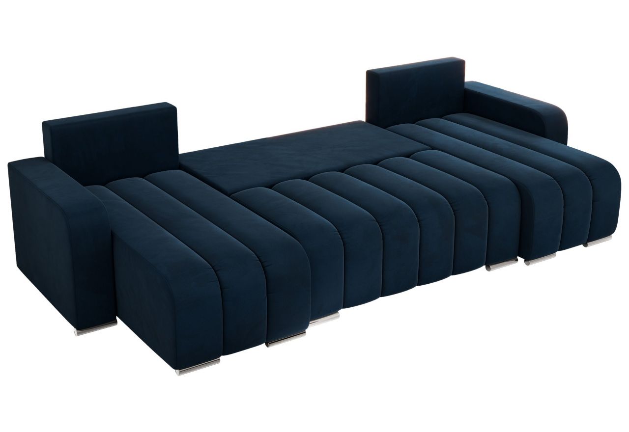 Narożnik KIRASSO U - uniwersalny - ciemnoniebieski, welwet