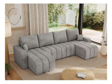 Narożnik KIRASSO U - uniwersalny - jasnoszary, welwet