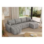 Narożnik KIRASSO U - uniwersalny - jasnoszary, welwet