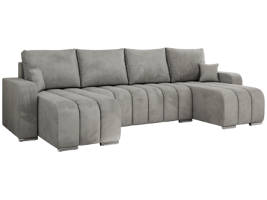 Narożnik KIRASSO U - uniwersalny - jasnoszary, welwet