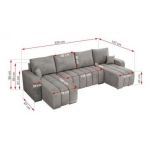 Narożnik KIRASSO U - uniwersalny - jasnoszary, welwet