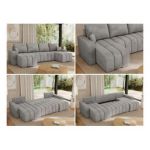 Narożnik KIRASSO U - uniwersalny - jasnoszary, welwet