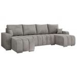 Narożnik KIRASSO U - uniwersalny - jasnoszary, welwet