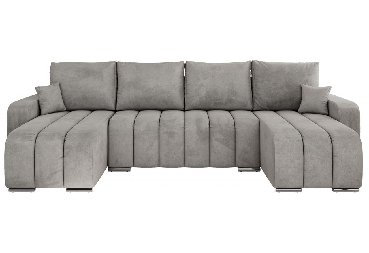 Narożnik KIRASSO U - uniwersalny - jasnoszary, welwet