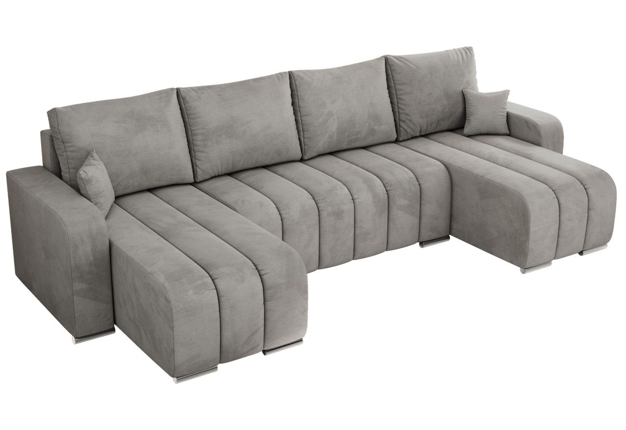 Narożnik KIRASSO U - uniwersalny - jasnoszary, welwet