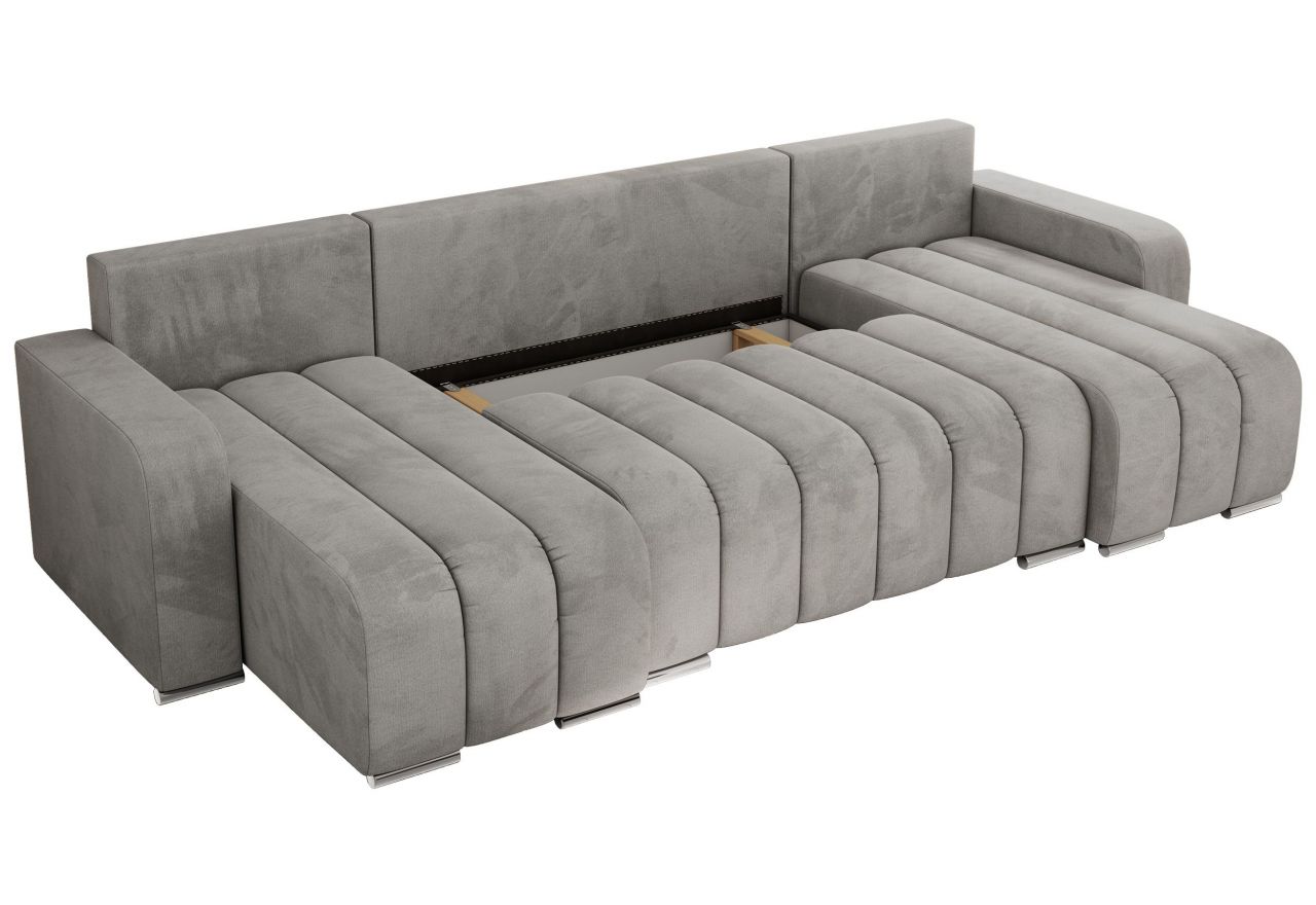 Narożnik KIRASSO U - uniwersalny - jasnoszary, welwet