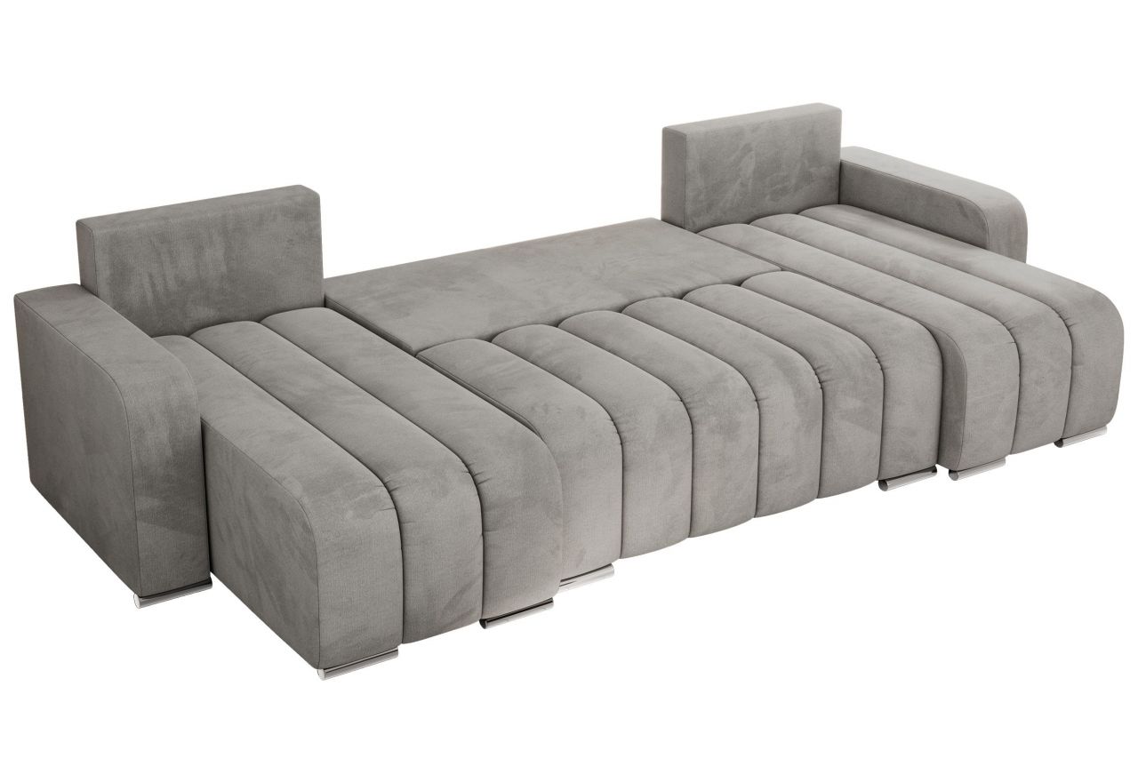 Narożnik KIRASSO U - uniwersalny - jasnoszary, welwet