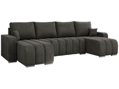 Narożnik KIRASSO U - uniwersalny - ciemnoszary, welwet