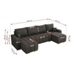 Narożnik KIRASSO U - uniwersalny - ciemnoszary, welwet