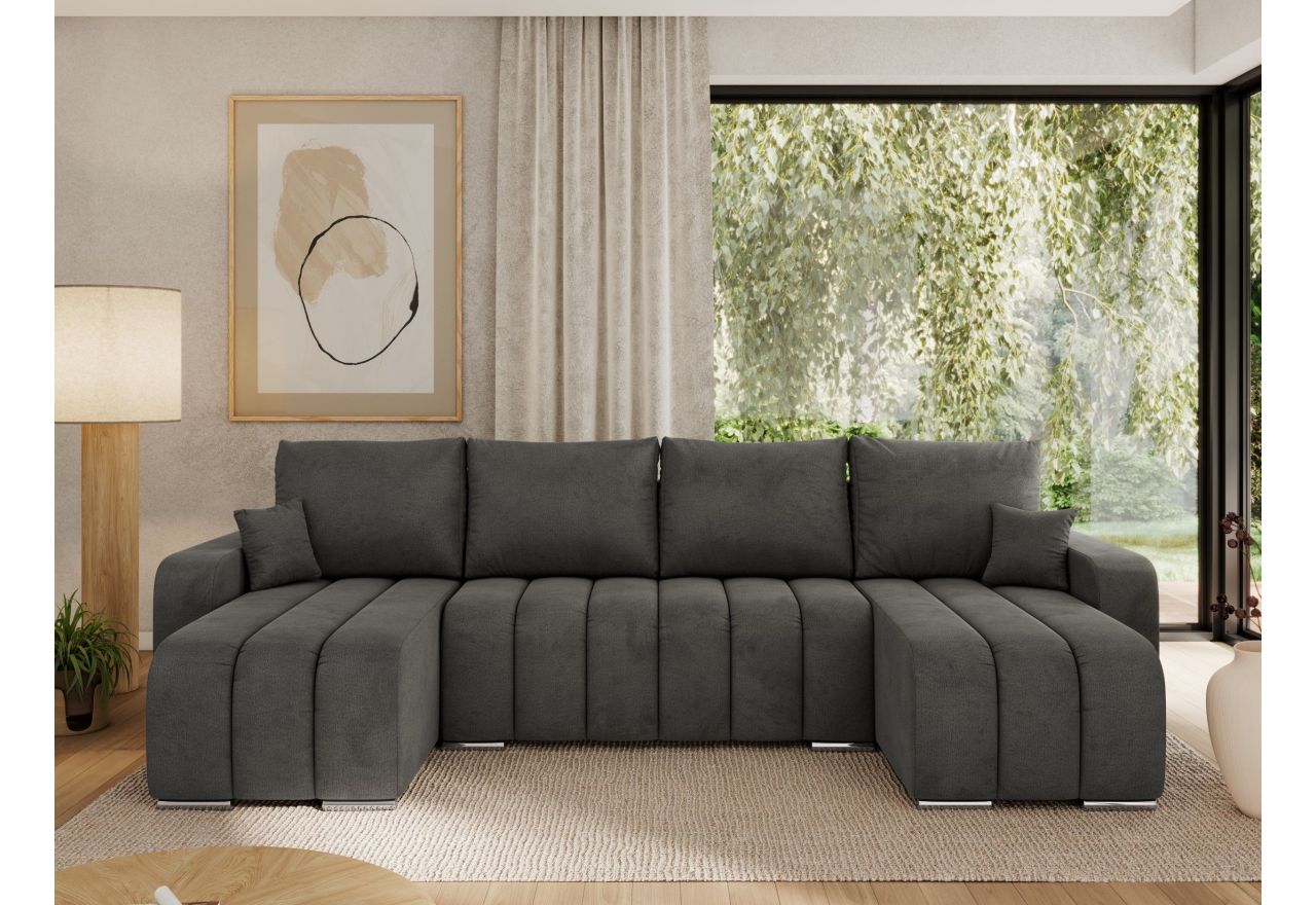 Narożnik KIRASSO U - uniwersalny - ciemnoszary, welwet