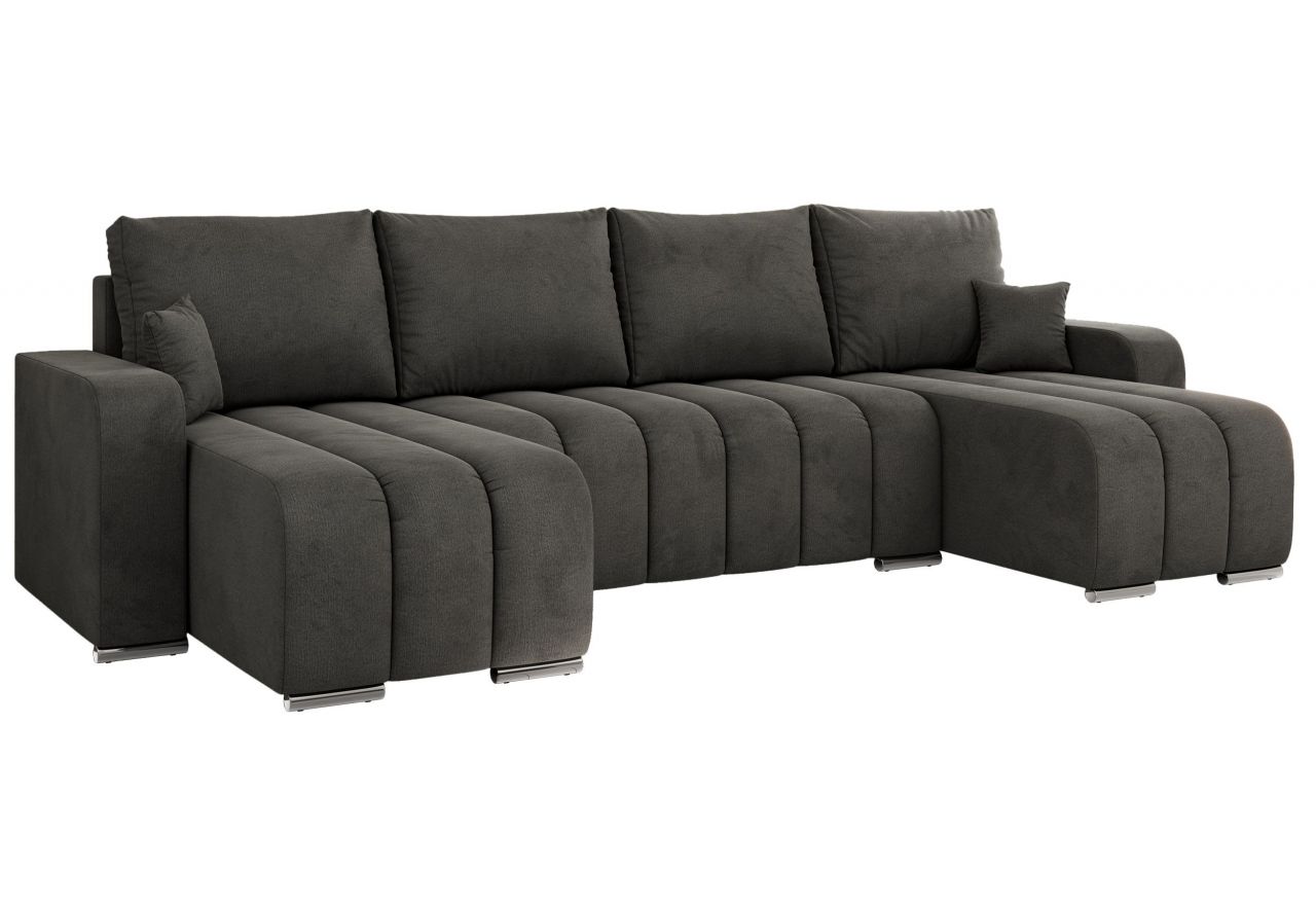 Narożnik KIRASSO U - uniwersalny - ciemnoszary, welwet