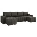 Narożnik KIRASSO U - uniwersalny - ciemnoszary, welwet