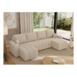 Narożnik KIRASSO U - uniwersalny - kremowy, boucle