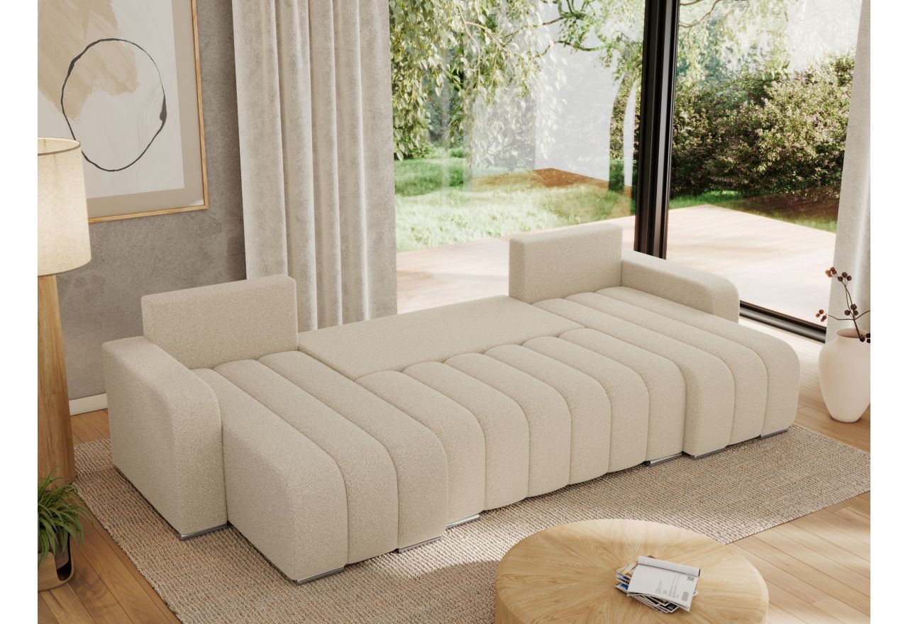 Narożnik KIRASSO U - uniwersalny - kremowy, boucle