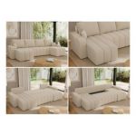 Narożnik KIRASSO U - uniwersalny - kremowy, boucle