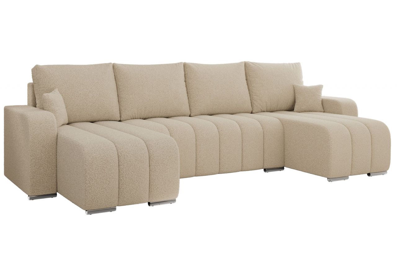 Narożnik KIRASSO U - uniwersalny - kremowy, boucle