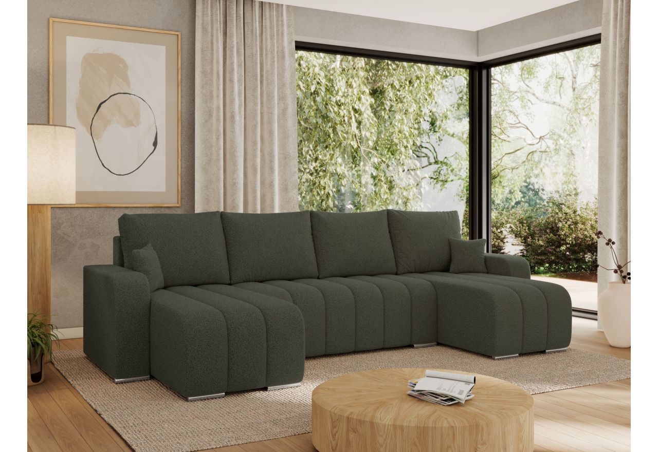 Narożnik KIRASSO U - uniwersalny - zielony, boucle