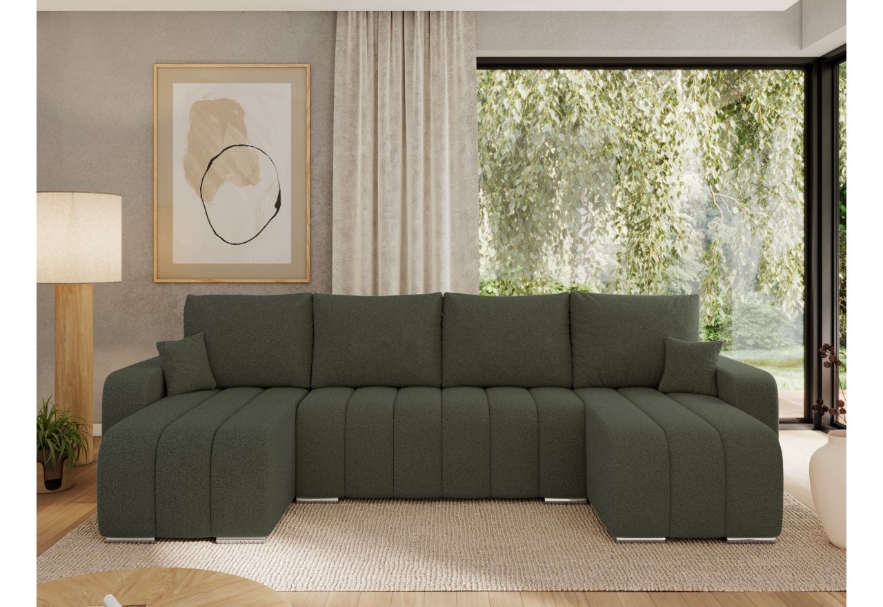 Narożnik KIRASSO U - uniwersalny - zielony, boucle