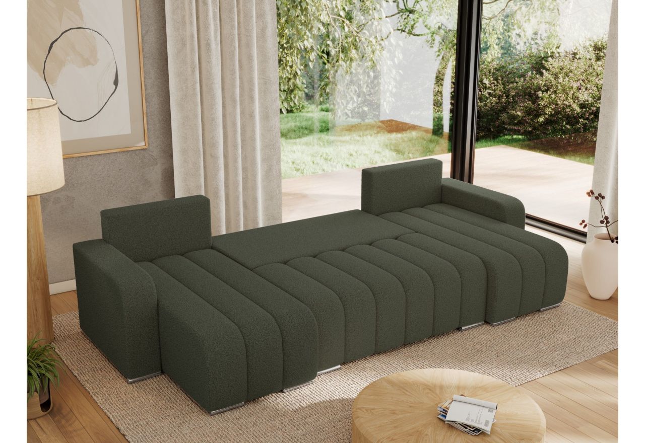 Narożnik KIRASSO U - uniwersalny - zielony, boucle